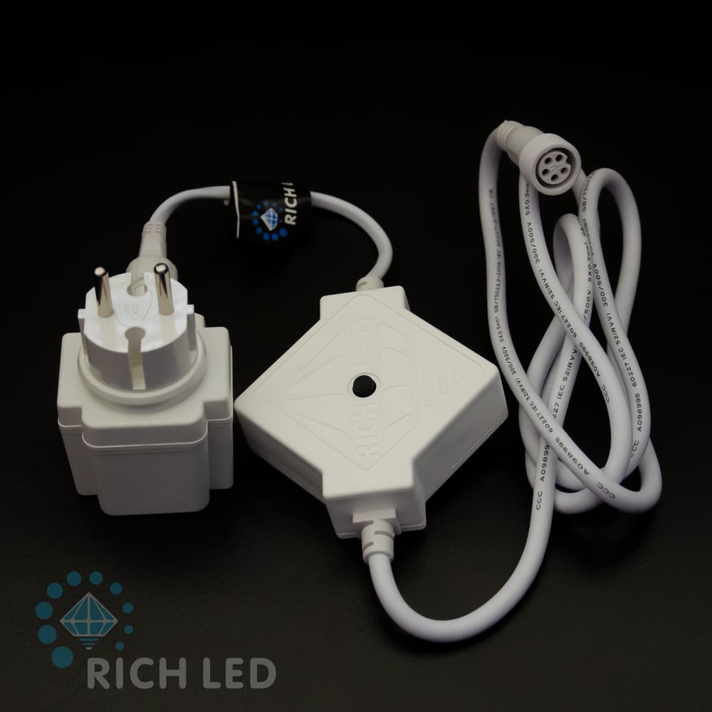 Блок питания Rich LED 1,5 м с кнопкой для водопадов Rich LED. Можно подключить до 2-х водопадов на 1 блок